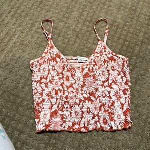 American Eagle Stretchy flower cropped tank